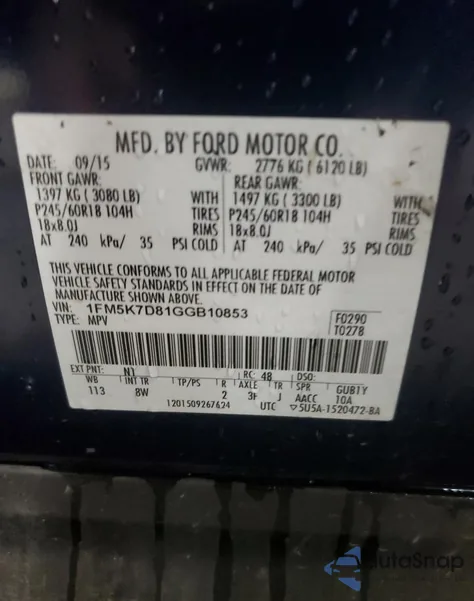 2016 Ford Explorer Xlt z USA, uszkodzony, nr VIN 1FM5K7D81GGB10853